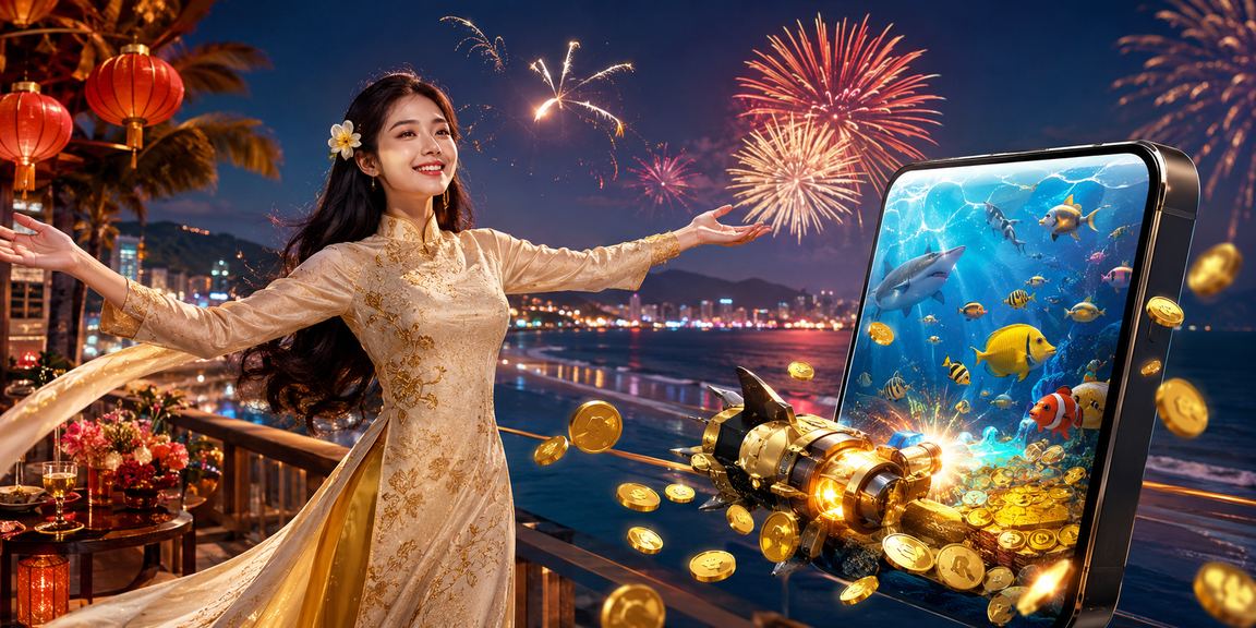 Khách hàng vui vẻ trải nghiệm casino trên di động với trang phục truyền thống