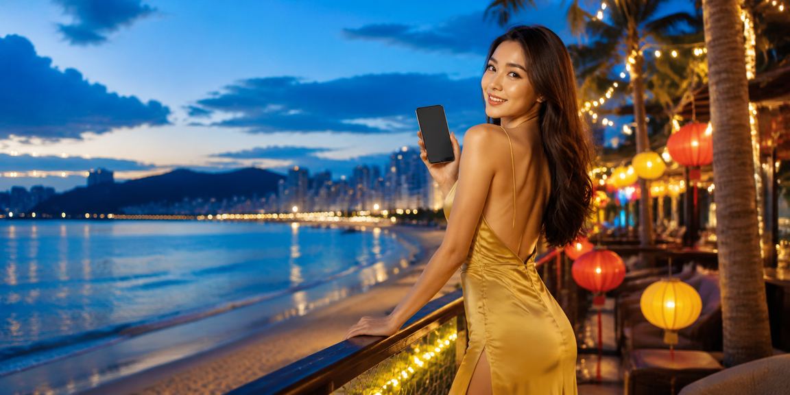 Người chơi thử slot mới trên điện thoại tại bãi biển Đà Nẵng